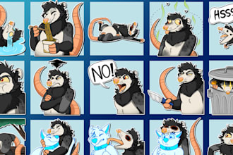 draw cute nsfw furry ych furry art fursona, furry badge, stickers or emotes pack