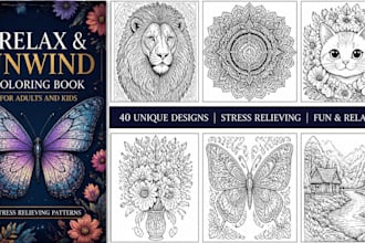 coloring book pages and book cover for amazon KDP