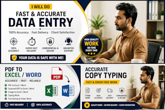 do excel data entry PDF to excel copy paste