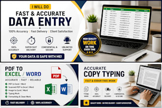 do excel data entry PDF to excel copy paste