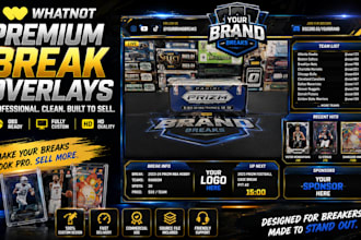 design a premium whatnot sports card break overlay for obs and live streams