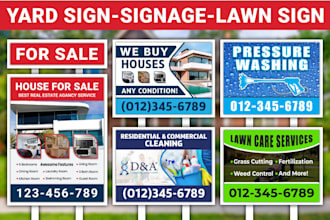 design yard sign, lawn sign, bandit sign, signage and real estate sign