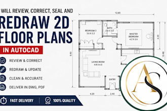 review, correct, seal and redraw  2d floor plans in autocad
