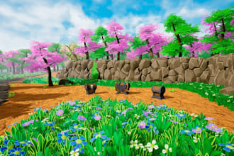 create realistic 3d game environment, game map, top down world, and level design