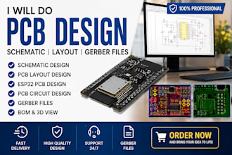 do pcb design schematic layout, esp32 pcb design pcb circuit and gerber files