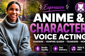 record expressive female character voice