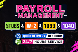 create adp payroll, stubs, payslips, w2, 1099 and 1040 form tax return