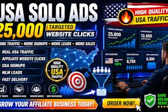 do USA solo ads 25000x affiliate website clicks USA signups mlm leads generation