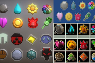 draw custom pokemon gym badge, pokemon badge logo, for stream store or brand