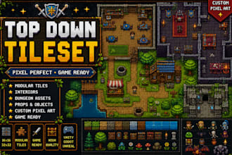 create pixel art tileset sprite sheet game assets rpg   top down environment