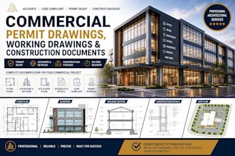 prepare commercial permit drawings, working drawings and construction documents