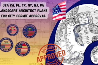 usa ca, fl, tx, ny, nj, pa landscape architect plans for city permit approval