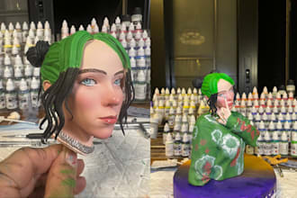 3d sculpt print and paint head bust model and shipp to you