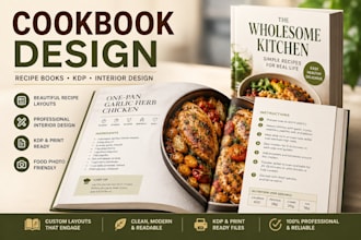 design your cookbook, recipe book, KDP cookbook layout and interior design