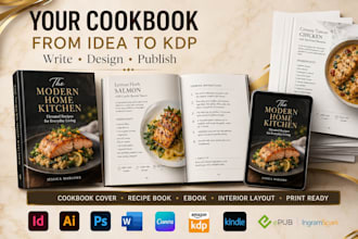 design your cookbook, recipe book, KDP cookbook layout and interior design
