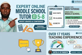 be your expert online middle school tutor for grades 5 to 8