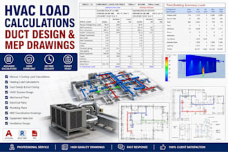 provide hvac load calculation, duct design and mep drawings