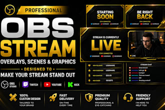 design professional obs stream overlays, scenes, and graphics for your channel