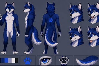 draw furry ref sheet, nsfw character, furosna, furry badge, headshot, expression