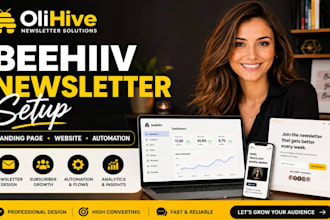 design your beehiiv newsletter, setup beehive landing page