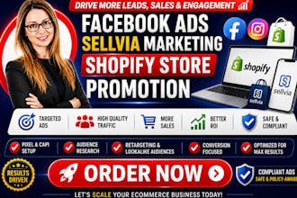 setup facebook ads, sellvia marketing, fb ig shopify ecommerce website promotion