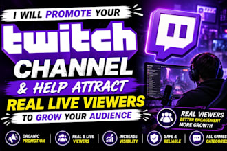 promote your twitch channel and help attract real live viewers to grow audience