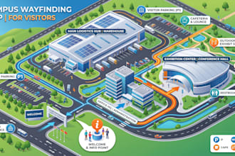 design custom warehouse office campus exhibition convention industrial site maps