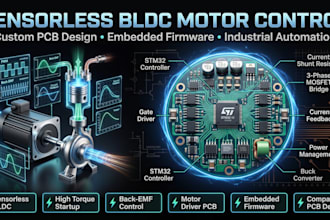 design sensorless bldc motor controller pcb firmware for high torque piston pump