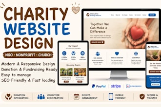 design charity donation ngo non profit 501c3 church fundraising website design