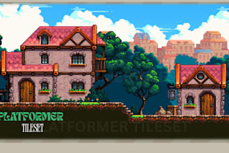 create pixel art platformer tileset, game assets and sprite sheet for your game