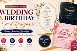 design elegant wedding and birthday cards
