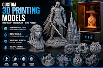 create a custom 3d printable model for stl, resin and fdm printing