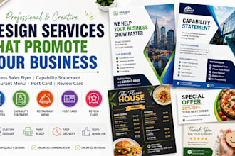 design business sale flyer capability statement restaurant menu post card review