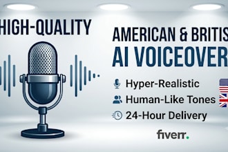 create english ai voiceover using male realistic voice for your video