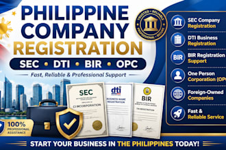 do philippine sec company registration and dti and bir fast