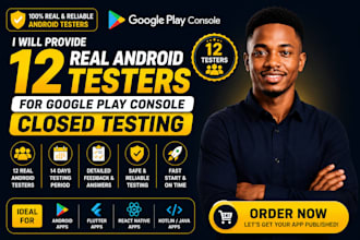 provide 12 google play console closed testing android app testers testing