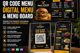 design qr code menu, digital menu and restaurant menu board