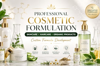 develop cosmetic formulation for skincare, haircare organic and product