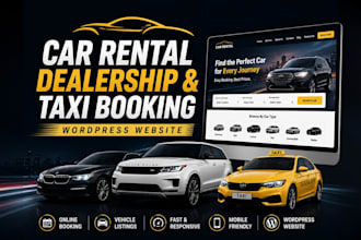 design car rental, dealership and taxi booking wordpress website