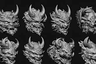 design 3d mask 3d helment wearable 3d cosplay mask anime mask for 3d printing