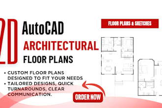 do autocad 2d floor plan design and architectural plans