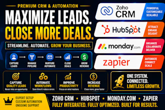 setup zoho CRM monday com hubspot CRM zapier integration honeybook dubsado 17hat