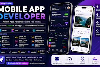 build custom android and ios apps using flutter, kotlin, java, react native