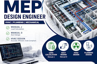 do manual j,manual d and hvac duct design drawing, plumbing and mep design