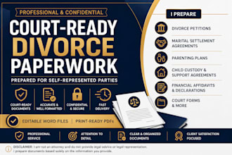 draft divorce agreements and court ready legal documents