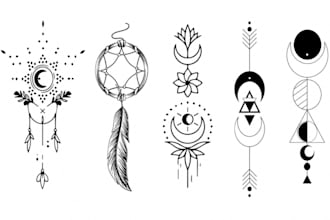 design custom vector mandala, fine line art, tattoo