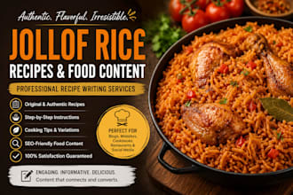 write authentic jollof rice recipes and SEO food content