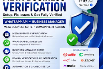 verify your meta business , setup whatsapp API and fix business manager issues