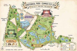 design a custom map illustration of any place, venue, or event