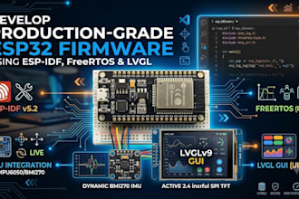 develop production grade esp32 firmware using espidf,imu, rtos, freertos lvgl